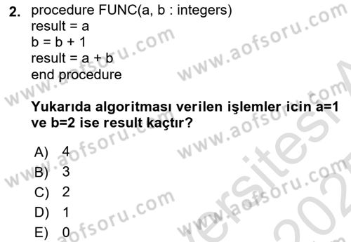 Algoritmalar Ve Programlama Dersi 2024 - 2025 Yılı Yaz Okulu Sınav Soruları 2. Soru