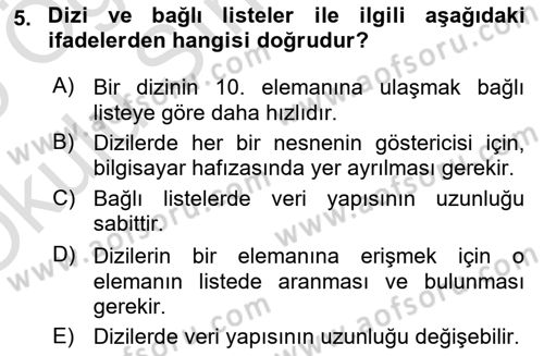 Algoritmalar Ve Programlama Dersi 2024 - 2025 Yılı Yaz Okulu Sınav Soruları 5. Soru