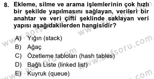 Algoritmalar Ve Programlama Dersi 2024 - 2025 Yılı Yaz Okulu Sınav Soruları 8. Soru