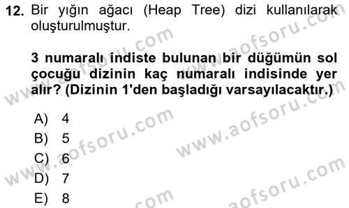 Algoritmalar Ve Programlama Dersi 2025 - 2026 Yılı (Vize) Ara Sınav Soruları 12. Soru
