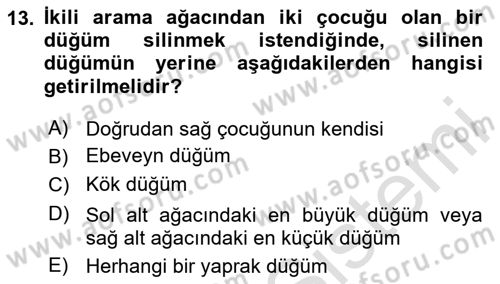 Algoritmalar Ve Programlama Dersi 2025 - 2026 Yılı (Vize) Ara Sınav Soruları 13. Soru