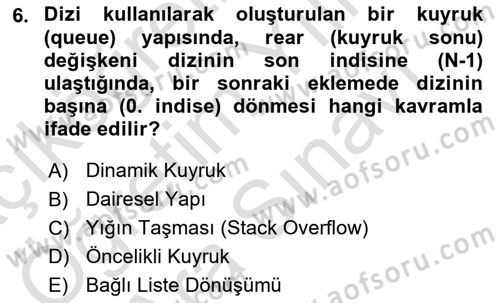 Algoritmalar Ve Programlama Dersi 2025 - 2026 Yılı (Vize) Ara Sınav Soruları 6. Soru