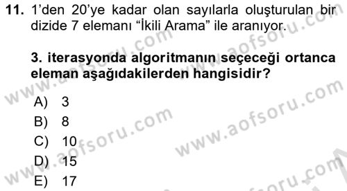 Algoritmalar Ve Programlama Dersi 2025 - 2026 Yılı (Final) Dönem Sonu Sınav Soruları 11. Soru