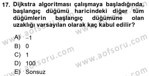 Algoritmalar Ve Programlama Dersi 2025 - 2026 Yılı (Final) Dönem Sonu Sınav Soruları 17. Soru