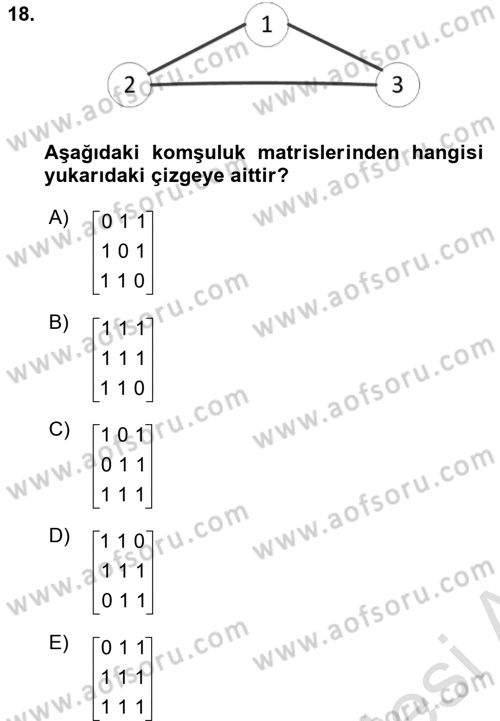 Algoritmalar Ve Programlama Dersi 2025 - 2026 Yılı (Final) Dönem Sonu Sınav Soruları 18. Soru