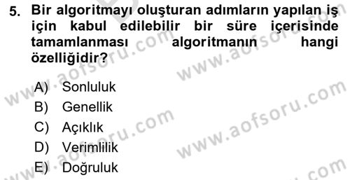 Algoritmalar Ve Programlama Dersi 2025 - 2026 Yılı (Final) Dönem Sonu Sınav Soruları 5. Soru