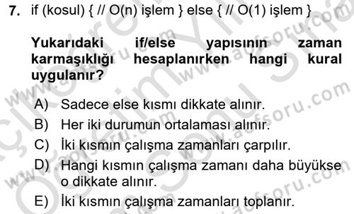 Algoritmalar Ve Programlama Dersi 2025 - 2026 Yılı (Final) Dönem Sonu Sınav Soruları 7. Soru