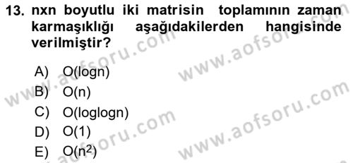 Algoritmalar Ve Programlama Dersi 2025 - 2026 Yılı Yaz Okulu Sınav Soruları 13. Soru