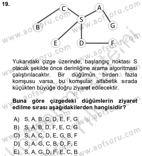 Algoritmalar Ve Programlama Dersi 2025 - 2026 Yılı Yaz Okulu Sınav Soruları 19. Soru