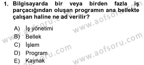 İşletim Sistemleri Dersi 2016 - 2017 Yılı (Vize) Ara Sınav Soruları 1. Soru