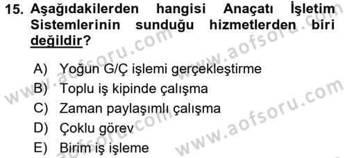 İşletim Sistemleri Dersi 2016 - 2017 Yılı (Vize) Ara Sınav Soruları 15. Soru