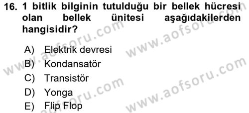 İşletim Sistemleri Dersi 2016 - 2017 Yılı (Vize) Ara Sınav Soruları 16. Soru