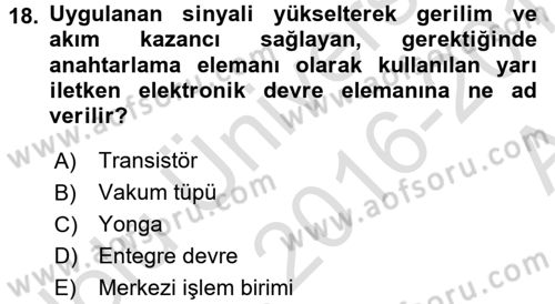 İşletim Sistemleri Dersi 2016 - 2017 Yılı (Vize) Ara Sınav Soruları 18. Soru