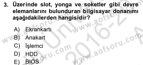 İşletim Sistemleri Dersi 2016 - 2017 Yılı (Vize) Ara Sınav Soruları 3. Soru