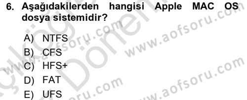 İşletim Sistemleri Dersi 2016 - 2017 Yılı (Vize) Ara Sınav Soruları 6. Soru