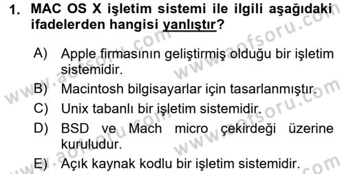 İşletim Sistemleri Dersi 2016 - 2017 Yılı (Final) Dönem Sonu Sınav Soruları 1. Soru