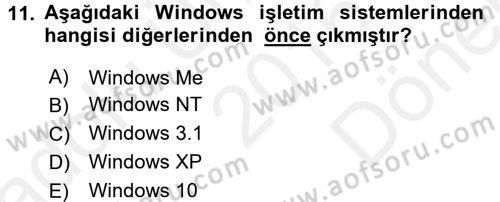 İşletim Sistemleri Dersi 2016 - 2017 Yılı (Final) Dönem Sonu Sınav Soruları 11. Soru