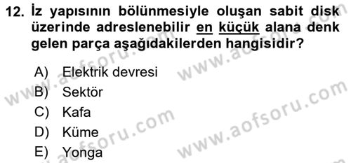 İşletim Sistemleri Dersi 2016 - 2017 Yılı (Final) Dönem Sonu Sınav Soruları 12. Soru