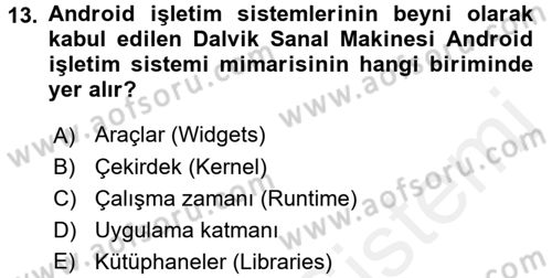 İşletim Sistemleri Dersi 2016 - 2017 Yılı (Final) Dönem Sonu Sınav Soruları 13. Soru