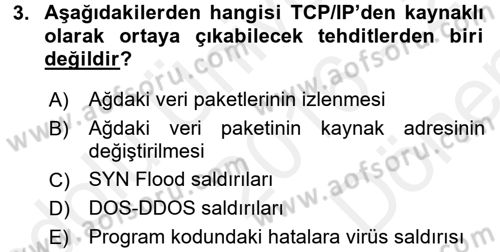 İşletim Sistemleri Dersi 2016 - 2017 Yılı (Final) Dönem Sonu Sınav Soruları 3. Soru