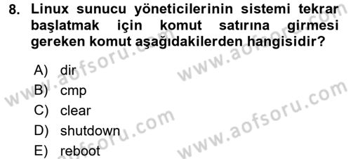İşletim Sistemleri Dersi 2016 - 2017 Yılı (Final) Dönem Sonu Sınav Soruları 8. Soru