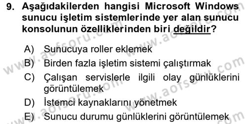 İşletim Sistemleri Dersi 2016 - 2017 Yılı (Final) Dönem Sonu Sınav Soruları 9. Soru