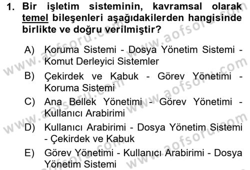 İşletim Sistemleri Dersi 2017 - 2018 Yılı (Vize) Ara Sınav Soruları 1. Soru