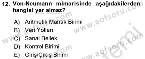 İşletim Sistemleri Dersi 2017 - 2018 Yılı (Vize) Ara Sınav Soruları 12. Soru