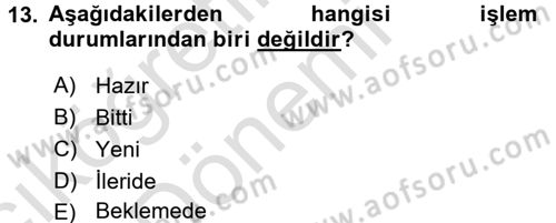 İşletim Sistemleri Dersi 2017 - 2018 Yılı (Vize) Ara Sınav Soruları 13. Soru