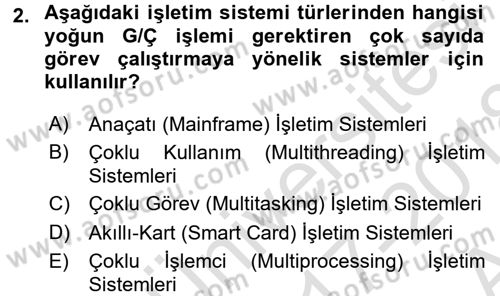 İşletim Sistemleri Dersi 2017 - 2018 Yılı (Vize) Ara Sınav Soruları 2. Soru