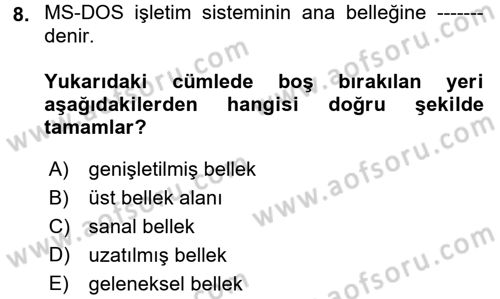 İşletim Sistemleri Dersi 2017 - 2018 Yılı (Vize) Ara Sınav Soruları 8. Soru