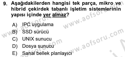 İşletim Sistemleri Dersi 2017 - 2018 Yılı (Vize) Ara Sınav Soruları 9. Soru