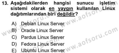 İşletim Sistemleri Dersi 2017 - 2018 Yılı (Final) Dönem Sonu Sınav Soruları 13. Soru