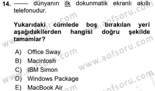 İşletim Sistemleri Dersi 2017 - 2018 Yılı (Final) Dönem Sonu Sınav Soruları 14. Soru