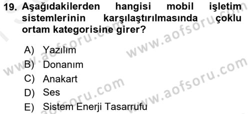 İşletim Sistemleri Dersi 2017 - 2018 Yılı (Final) Dönem Sonu Sınav Soruları 19. Soru