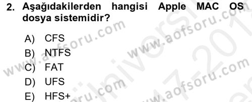 İşletim Sistemleri Dersi 2017 - 2018 Yılı (Final) Dönem Sonu Sınav Soruları 2. Soru