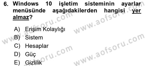 İşletim Sistemleri Dersi 2017 - 2018 Yılı (Final) Dönem Sonu Sınav Soruları 6. Soru