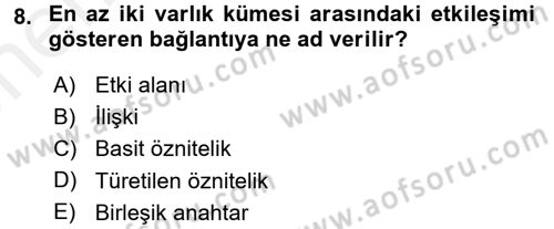 Veritabanı Sistemleri Dersi 2017 - 2018 Yılı (Vize) Ara Sınav Soruları 8. Soru