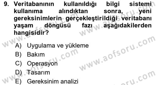 Veritabanı Sistemleri Dersi 2017 - 2018 Yılı (Vize) Ara Sınav Soruları 9. Soru