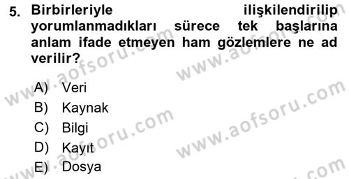 Veritabanı Sistemleri Dersi 2018 - 2019 Yılı Yaz Okulu Sınav Soruları 5. Soru