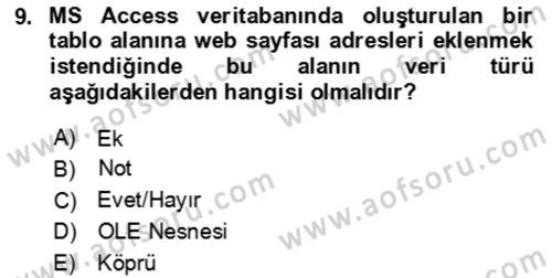 Veritabanı Sistemleri Dersi 2020 - 2021 Yılı Yaz Okulu Sınav Soruları 9. Soru