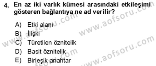 Veritabanı Sistemleri Dersi 2022 - 2023 Yılı Yaz Okulu Sınav Soruları 4. Soru