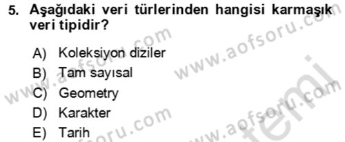 Veritabanı Sistemleri Dersi 2022 - 2023 Yılı Yaz Okulu Sınav Soruları 5. Soru