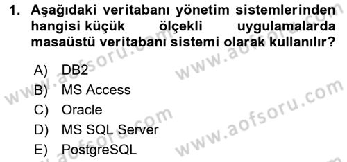 Veritabanı Sistemleri Dersi 2023 - 2024 Yılı (Vize) Ara Sınav Soruları 1. Soru