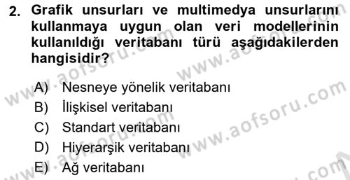 Veritabanı Sistemleri Dersi 2023 - 2024 Yılı (Vize) Ara Sınav Soruları 2. Soru
