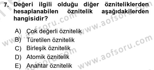 Veritabanı Sistemleri Dersi 2023 - 2024 Yılı (Vize) Ara Sınav Soruları 7. Soru