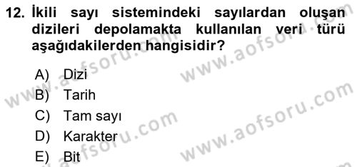 Veritabanı Sistemleri Dersi 2024 - 2025 Yılı (Vize) Ara Sınav Soruları 12. Soru
