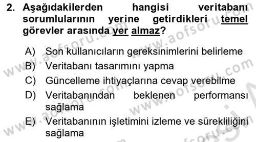 Veritabanı Sistemleri Dersi 2024 - 2025 Yılı (Vize) Ara Sınav Soruları 2. Soru