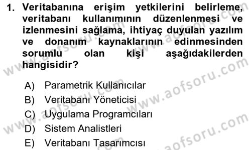 Veritabanı Sistemleri Dersi 2024 - 2025 Yılı (Final) Dönem Sonu Sınav Soruları 1. Soru