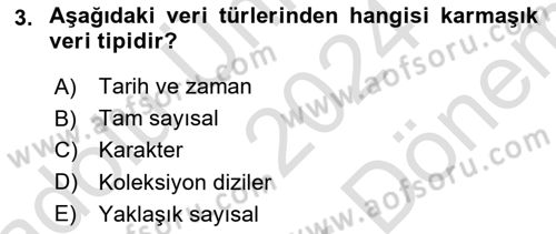 Veritabanı Sistemleri Dersi 2024 - 2025 Yılı (Final) Dönem Sonu Sınav Soruları 3. Soru